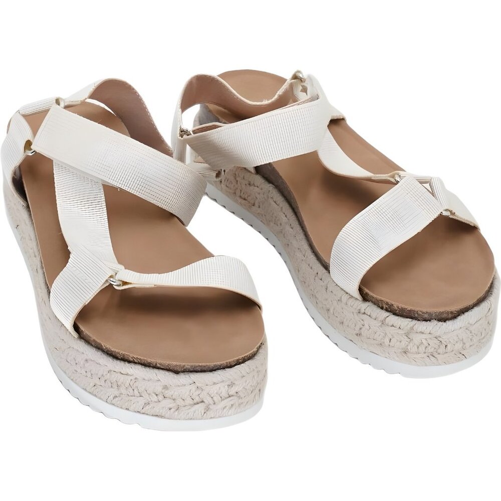 LAICIGO Espadrille Jute Flatform Sandal Women's US 8